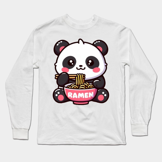 Panda Ramen life noodles Long Sleeve T-Shirt by Japanese Fever